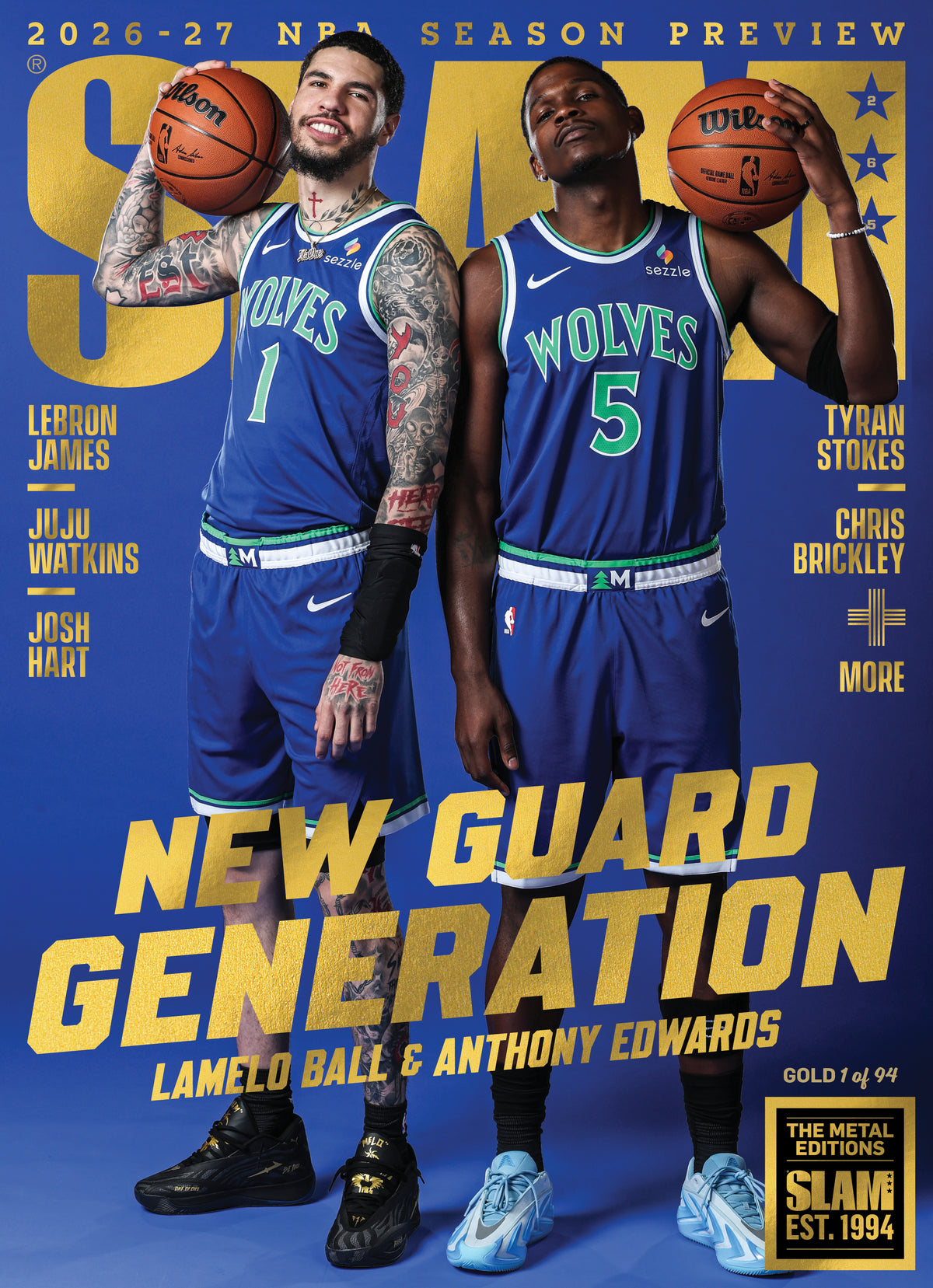 GOLD METAL: SLAM 265: Anthony Edwards + LaMelo Ball Magazine (#d/94)