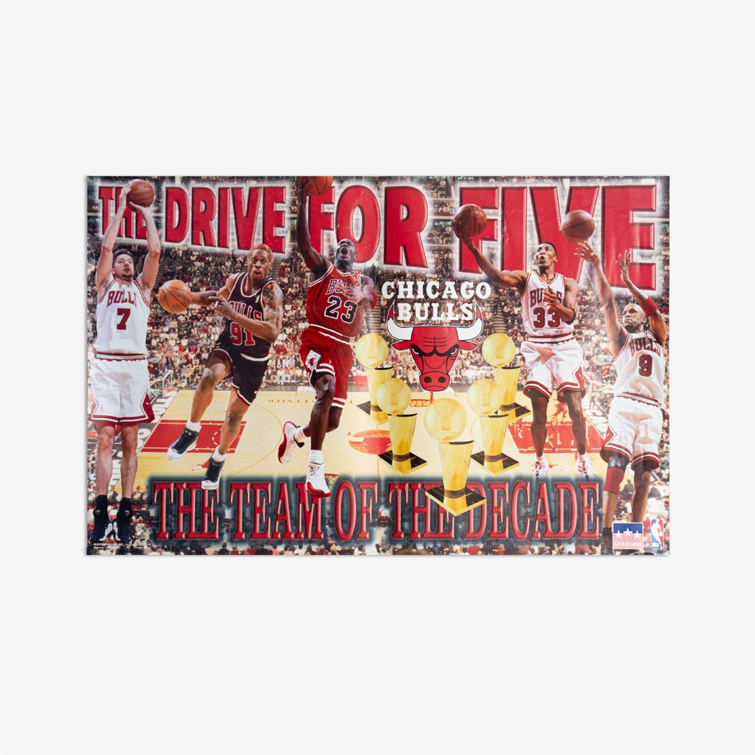 Chicago Bulls 'The Drive For Five' Vintage Poster - SLAM Goods