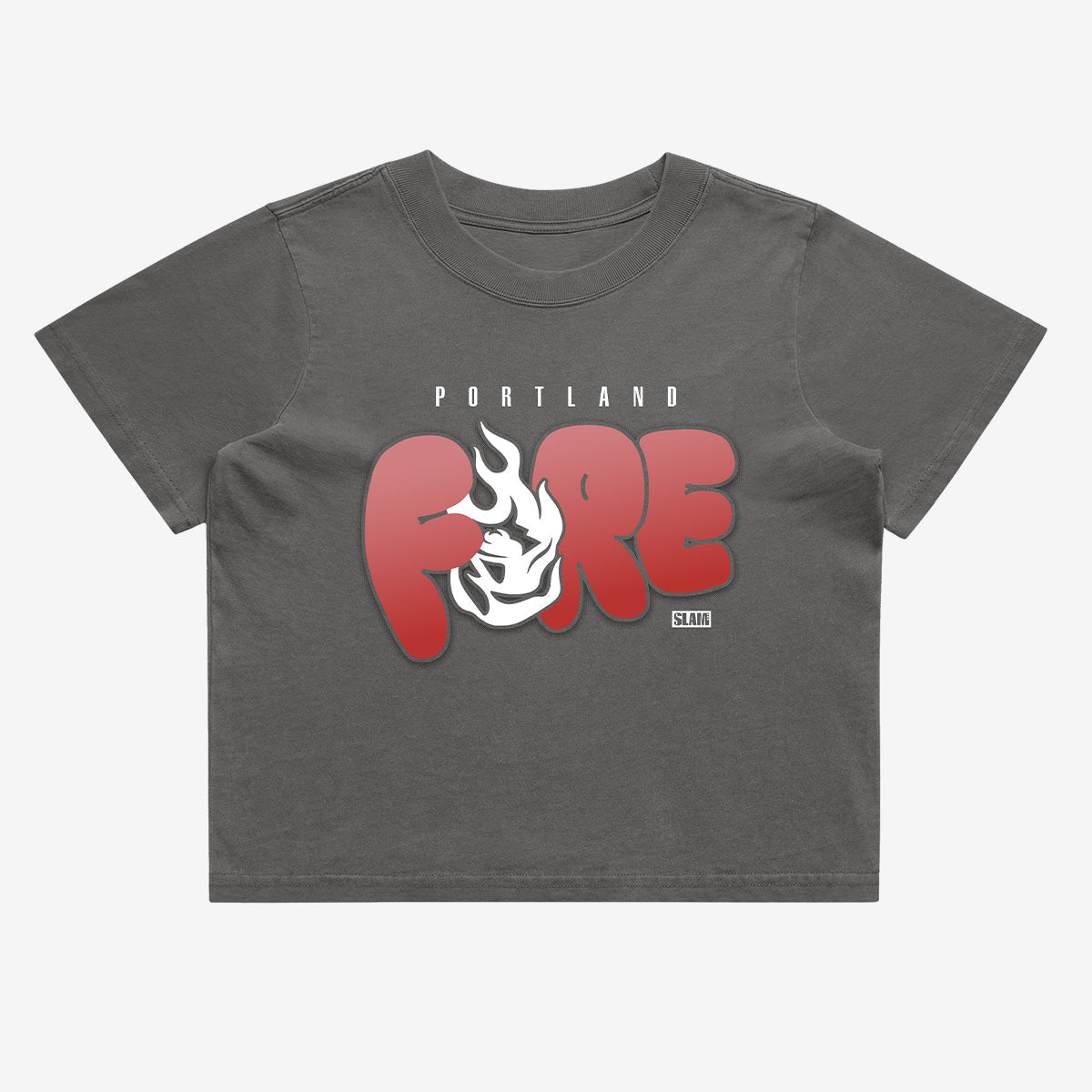 Portland Fire Bubble Script Crop Tee - SLAM Goods