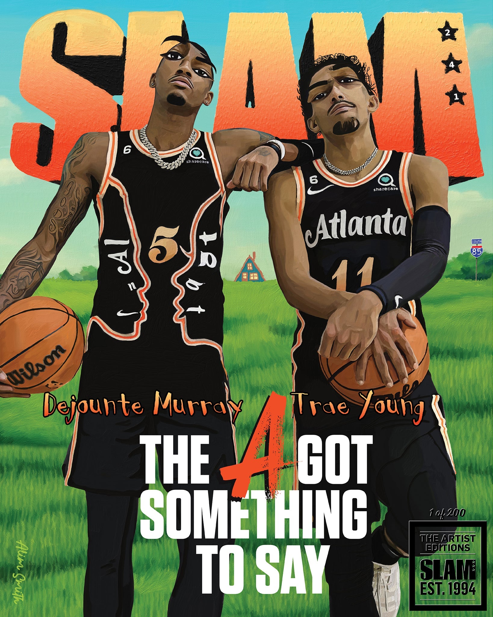 ARTIST SERIES: SLAM 241 - Trae + Dejounte (#d/200) - SLAM Goods