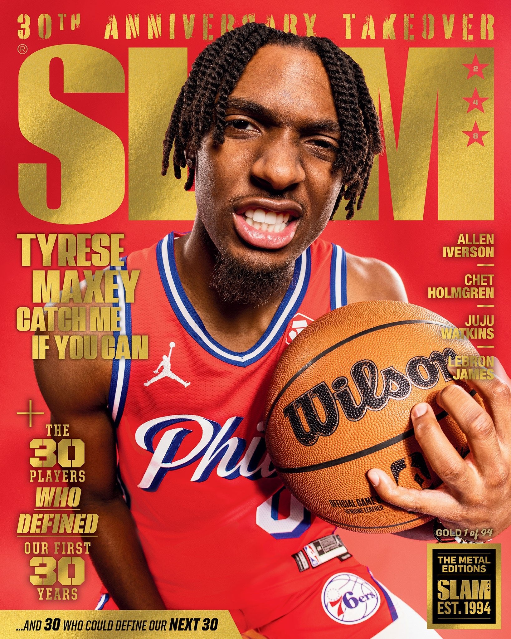 GOLD METAL: SLAM 248 - Tyrese Maxey (#d/94) - SLAM Goods