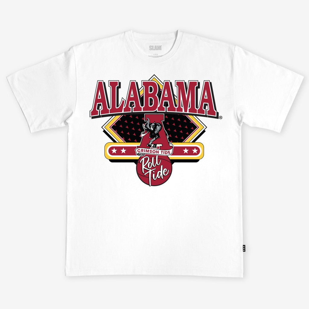 Alabama Crimson Tide Women's Plus Size Arch Graphic Contrast Notch Neck Raglan T