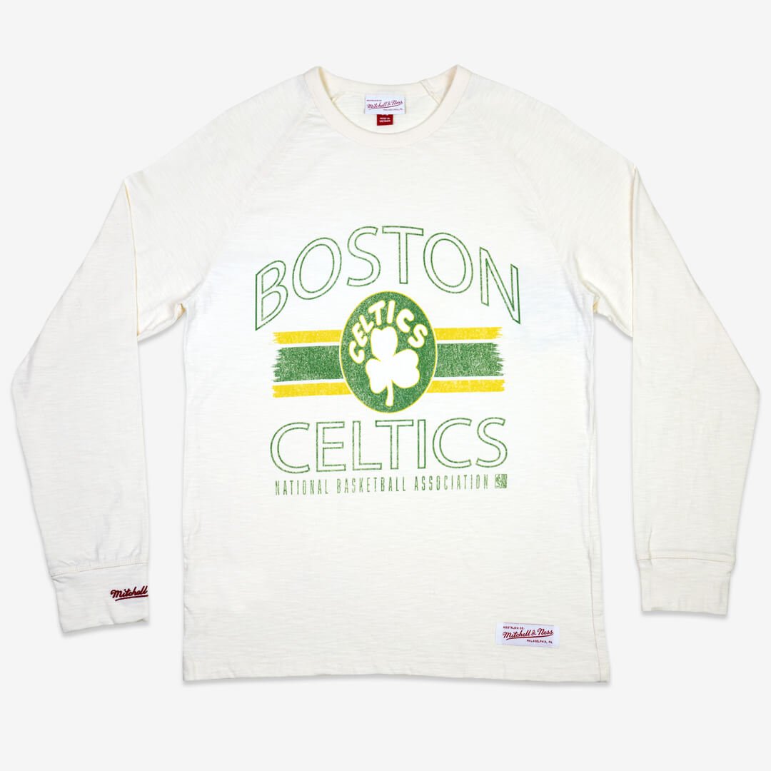 Celtics Striped Logo Lockup L/S Tee - SLAM Goods