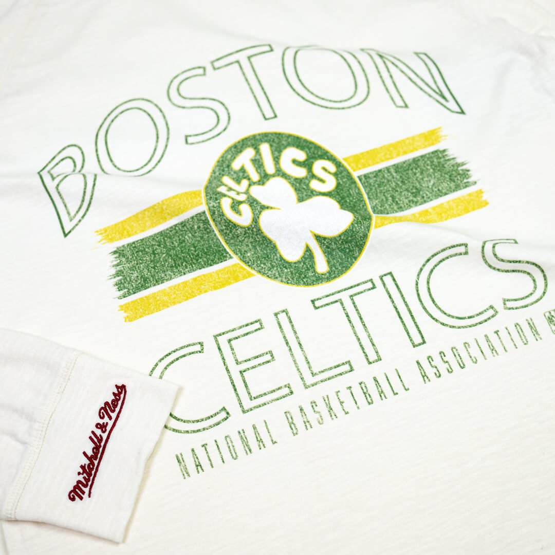 Celtics Striped Logo Lockup L/S Tee - SLAM Goods