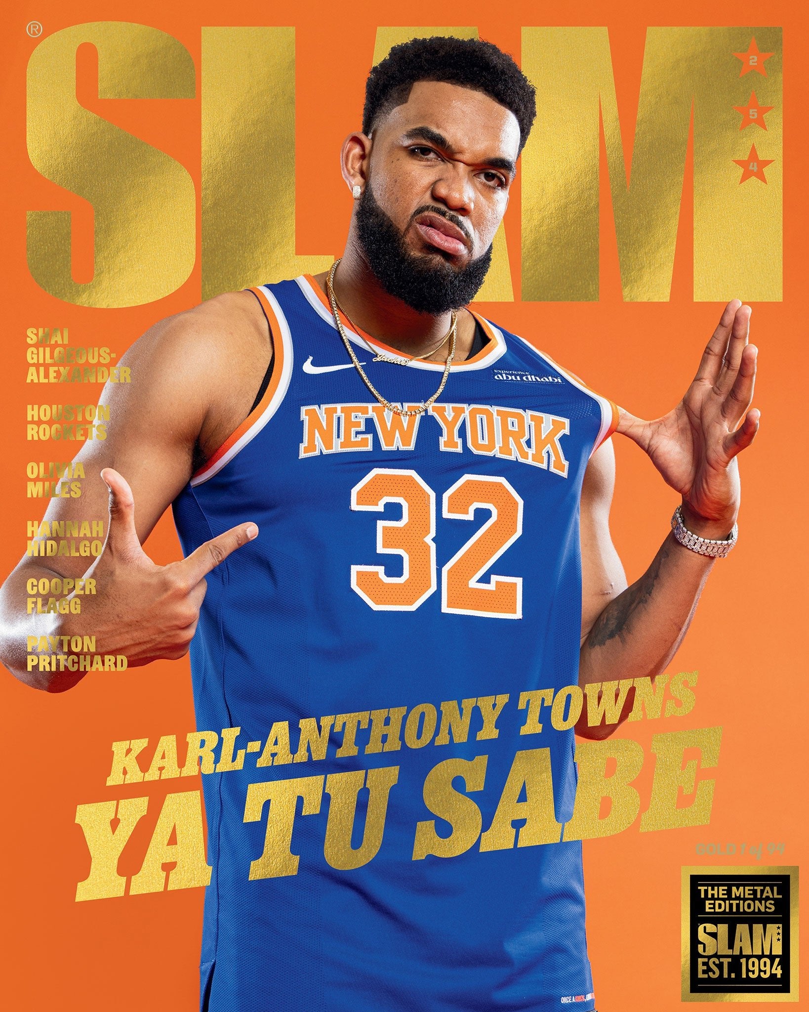 GOLD METAL: SLAM 254 - Karl - Anthony Towns (#d/94) - SLAM Goods