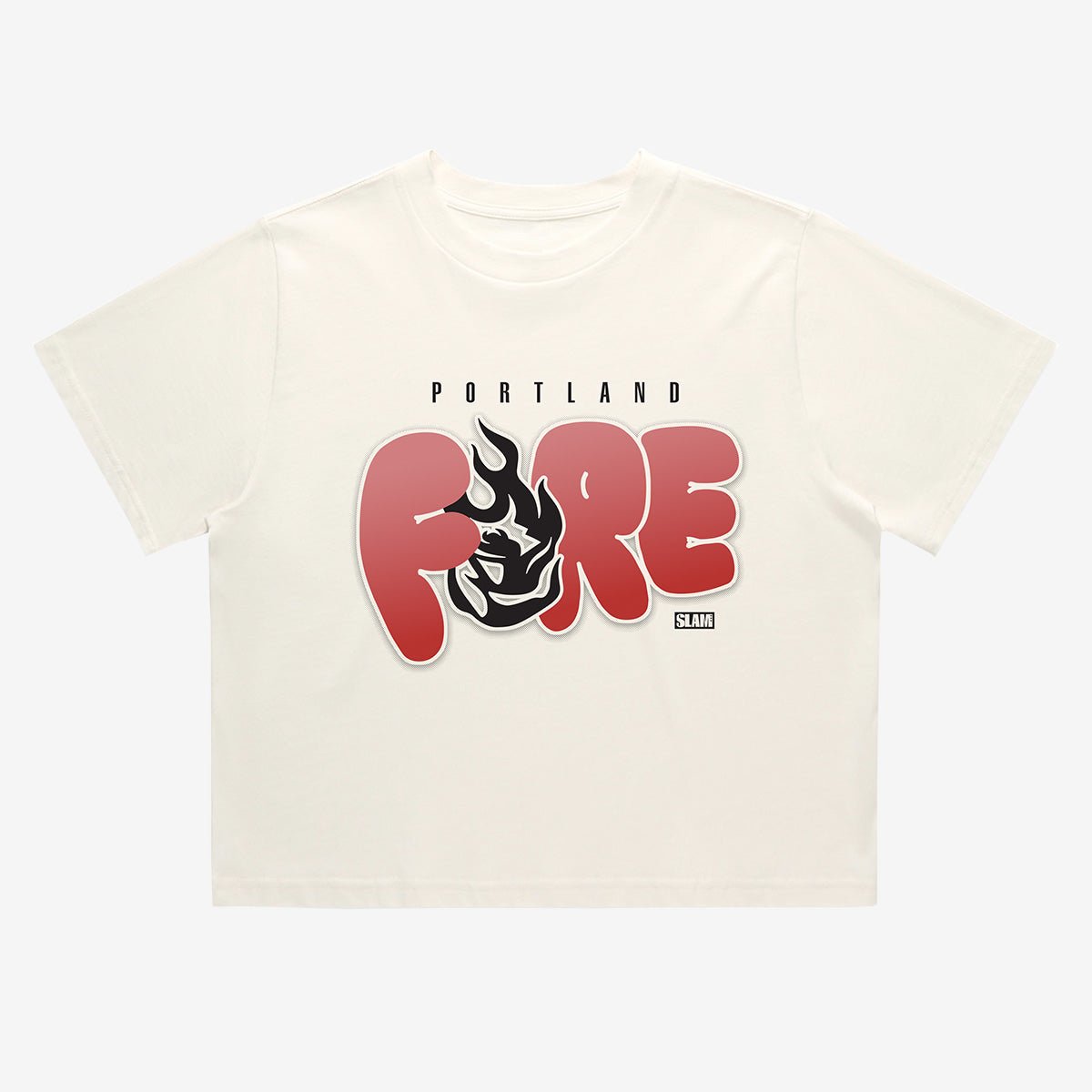 Portland Fire Bubble Script Crop Tee - SLAM Goods