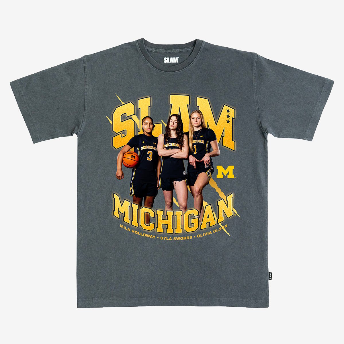SLAM Michigan WBB Scratch Remix Heavy Tee - SLAM Goods