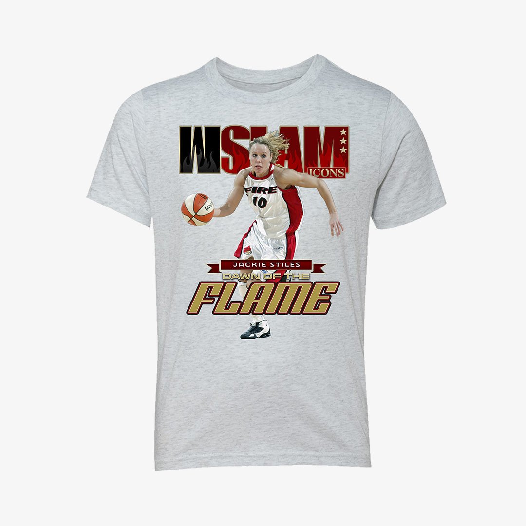 WSLAM Court Origins Youth Cover Tee - Jackie Stiles (Fire Icons) - SLAM Goods