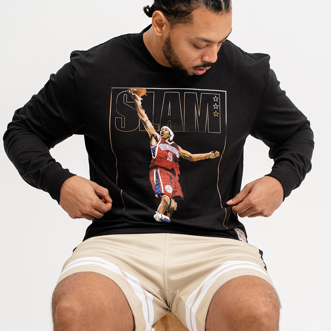 Vintage Wash Iverson T-Shirt Basketball Player Heavy Cotton Shirt