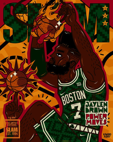 Slam Cover Tee Shirt Boston Celtics Jaylen Brown Power Moves