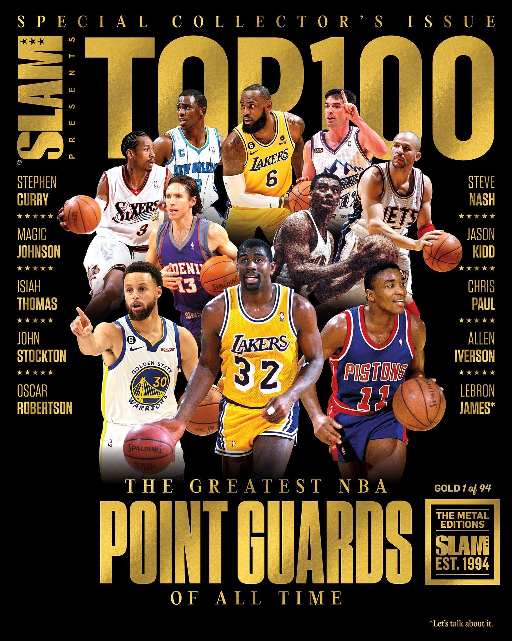 GOLD METAL: TOP 100 NBA Point Guards of All Time (#d/94) - SLAM Goods